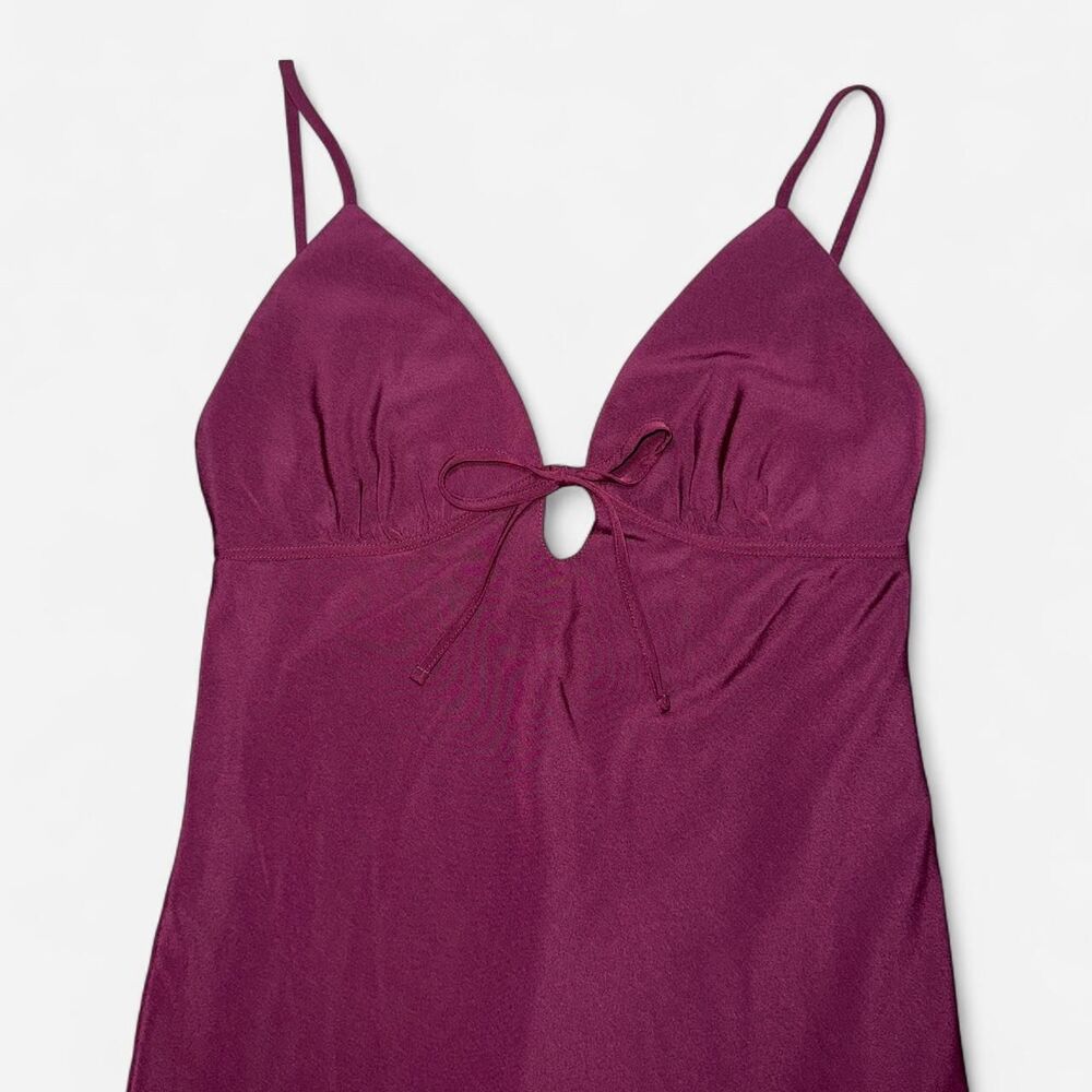 PINK Victoria's Secret "Fall In Love Midi Dress" - Plum Burgundy Slip Dress - Picture 4 of 13
